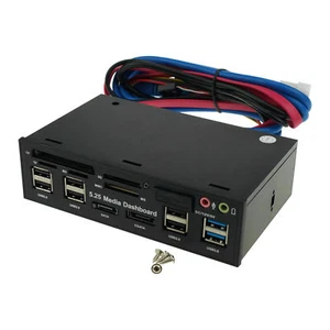 Panel de instrumentos multimedia 5,25"" bandeja frontal lector de tarjetas de salida de audio e-SATA USB 3.0 - Imagen 1 de 7
