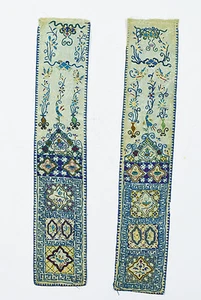 PAAR ANTIKE CHINESISCHE STICKEREI ÄRMELBÄNDER SCHÄRPE  - Bild 1 von 2
