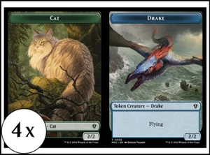 MTG - 4 x Cat, Drake Double-Sided Token - Karlov Manor Commander - Picture 1 of 1