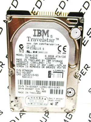 IBM 6GB TravelStar DJSA-210 IDE 07N6639 Laptop H31897 Hard Drive WIPED & TESTED - Image 1 of 2