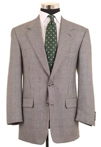 Nordstrom Classic Collection Gray Glen Plaid 100% CASHMERE Sport Coat Jacket 40R - Picture 1 of 8