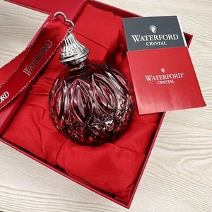 New WATERFORD 2017 RED RUBY CASED Cut Crystal XMAS Ball Ornament 40023172 BOX - Picture 1 of 20