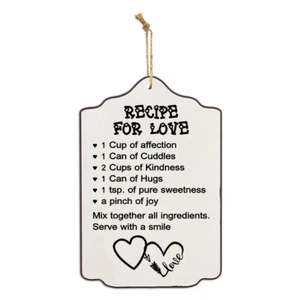 Country Wooden Farmhouse Sign Recipe For Love Plaque - Picture 1 of 1