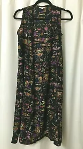 LuLaRoe Long Duster Vest Black Multi-color Size XS A5 - Picture 1 of 7