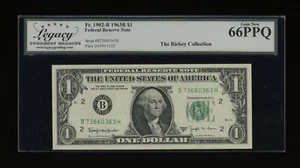 DBR 1963-B $1 FRN New York Barr Gem Fr. 1902-B Legacy 66 PPQ Serial B73660363H - Picture 1 of 2