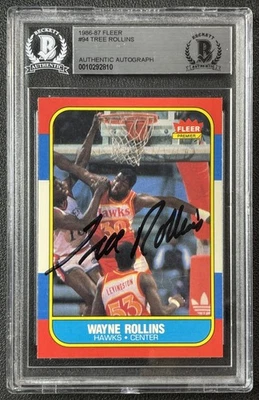 TREE ROLLINS BGS AUTH 1986-87 FLEER #94 AUTOGRAPH AUTO HAWKS - Image 1 of 2