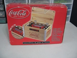 2002 Coca-Cola Coke AM/FM wooden Crate Clock Radio NIB. Refreshing! - Picture 1 of 6
