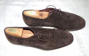 Salvatore Ferragamo Lavorazione Original Marrón Oscuro Gamuza Zapatos con Cordones 10D - Imagen 1 de 5