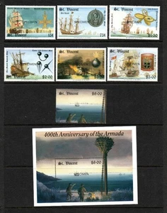 ST VINCENT LM/M 1988 SG1137-1142 & MS1143 400TH ANV SPANISH ARMADA (SPECIMEN) - Bild 1 von 1