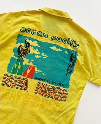 Vintage Ocean Pacific 1986 Kuta Beach Surfing Championship Button Up Shirt M/L - Image 1 of 4