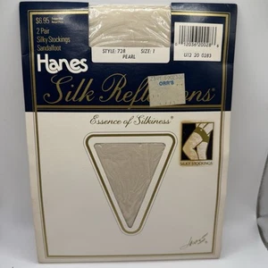 Hanes Silk Reflections stockings 728 sandal foot Pearl Women size 1 2 Pair - Picture 1 of 4