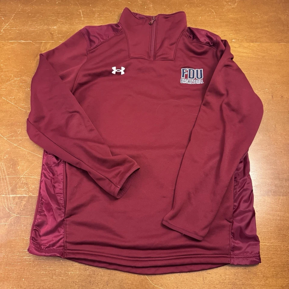 Sudadera con Capucha FDU Fairleigh Dickinson Para Hombre Grande Roja Gris Emitida por Jugador Foto 1 de 4