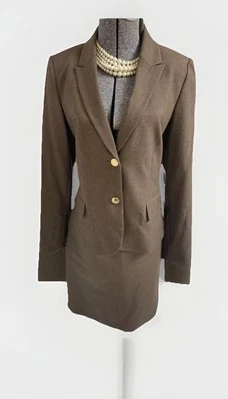 NUEVO Traje Falda Calvin Klein Talla 12P Conjunto de Dos Piezas 34X22 Bolsillos Ejecutivos Foto 1 de 4