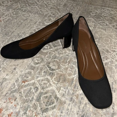 Zapatos de salón DONALD J PLINER negros CORIN talla 9 tacón bloque de 2,5 pulgadas acento dorado clásicos Foto 1 de 4