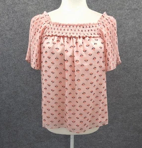Top Ann Taylor para mujer SP manga corta plisada forrado cuello cuadrado rosa floral NUEVO - Imagen 1 de 17