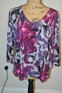 Shanon Ford Top in Schwarz mit Lila & Silber Print - PXL - Bild 1 von 2