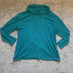 Lane Bryant Shirt Womens 18/20 Green Long Sleeve Cowl Turtleneck - Picture 1 of 13