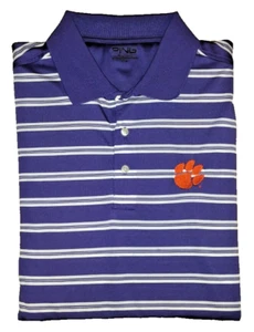 Ping Men's Golf Purple with White Stripes Short Sleeve 3 Button Up Polo Size L - Picture 1 of 6