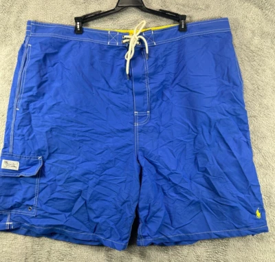 Mens Tall Polo Ralph Lauren Swim VTG Cargo Board Shorts 3XLT Blue Gold Pony Mesh - Image 1 of 4