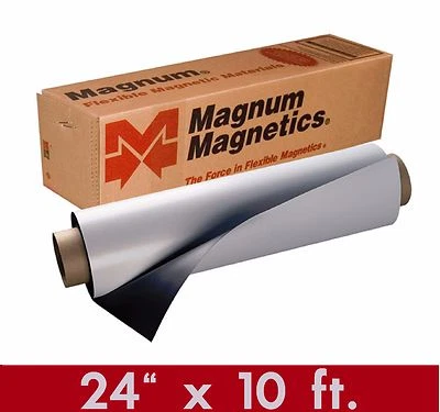 Magnum Mag 24" x 10 Ft ROLL 30 Mil. White Magnetic Sign Sheet Cars / Crafts