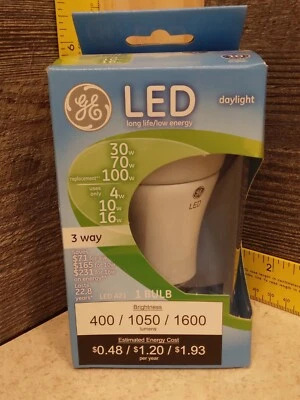 GE daylight LED 3-WAY A21, 100 watt 70 watt 30 watt equivalent light bulb - Image 1 of 4