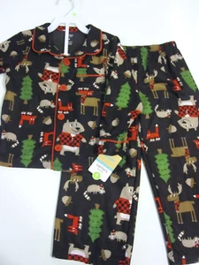 Carter's Boy's Fleece Pajama Set Size 4 Brown Moose Woodland Animals Retail $36 - Picture 1 of 5
