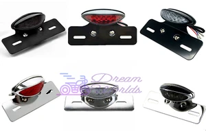 LED Turn Signals Tail Light Cafe Racer Rear Fender Edge Brake chrome Black Red - Imagen 1 de 40