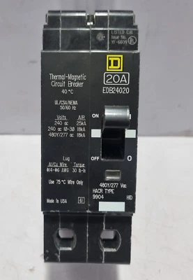 Interruptor Automático Térmico Magnético Square D EDB24020 20A - Imagen 1 de 4
