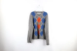 Vintage Abercrombie & Fitch Mens Small Argyle Diamond Wool Knit V-Neck Sweater - Picture 1 of 8