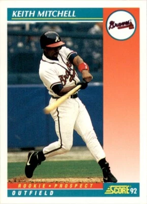 1992 Score Keith Mitchell (2) RC Atlanta Braves #748A Baseball Card - Image 1 of 2