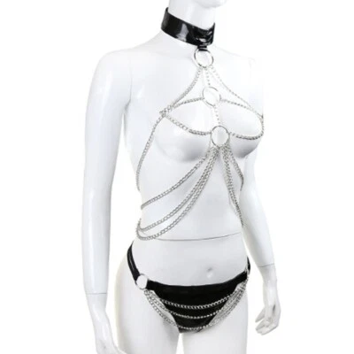 Lencería sexual para mujeres pecho cuerpo arnés charol tanga ropa de dormir ropa de dormir lo último Foto 1 de 4