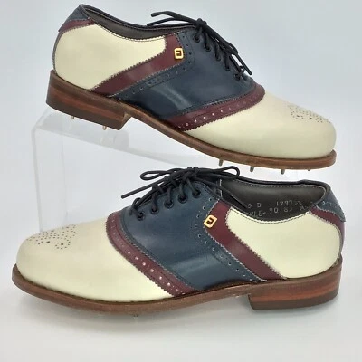 FootJoy - Classics-Lites Golf Shoes Size 5 D - Navy & Burgundy Saddle w/ Brogue  - Image 1 of 4