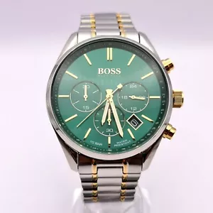 NEU ECHTE HUGO BOSS CHAMPION HERRENUHR HB1513878 SILBER GOLD & GRÜNTON - Bild 1 von 8