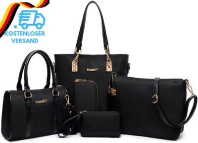 Fivelovetwo Damen Nylon 6-Teiliges Schultertaschen Set Shopper Umhängetasche Gel