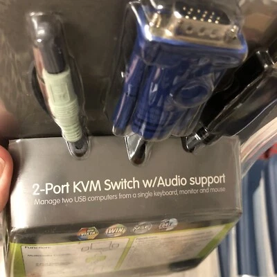 iogear 2 port KVM switch w/ audio support gcs712u New Bin 13 - Image 1 of 4