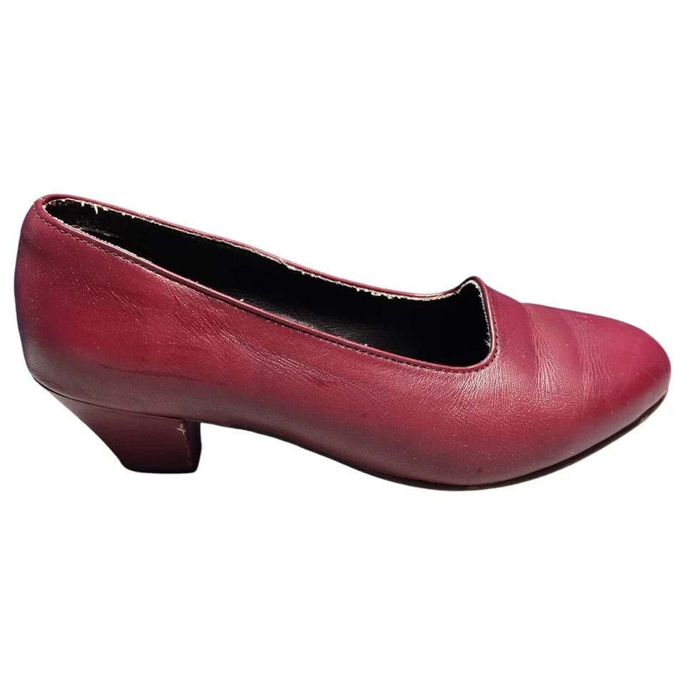 Softspots Pump Shoes Womens Size 6.5 Burgundy Leather Comfort Block Heel Slip On - Image 1 of 4