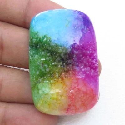 Multi Solar Baguette Druzy Cabochon 42x27 mm Natural Solar Quartz Gems SR-325 - Image 1 of 4