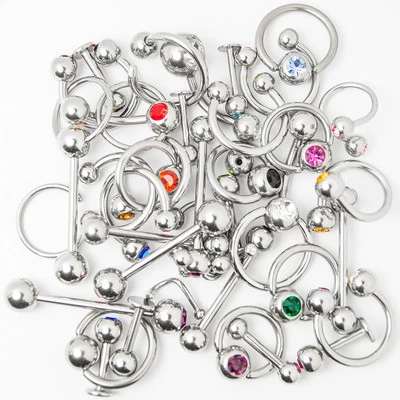 Wholesale 40PC Body Jewelry Surgical Steel CZ Gem Lip Ear Nipple Tongue Piercing - Image 1 of 4