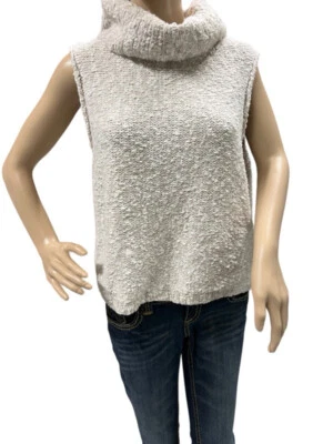 Free People Boucle Marled Knit Tan Sleeveless Cowl Neck Sweater Size Large - Image 1 of 4