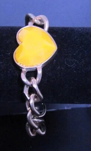 Silver-colored Chain Bracelet with Large Yellow Heart - Picture 1 of 4