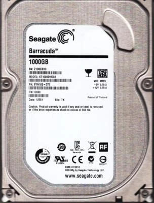 ST1000DM003 pn: 9YN162-570 sn: Z1D  fw: CC9C TK 1TB SATA D3-12 - Image 1 of 2