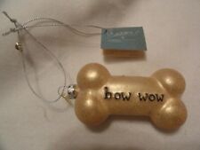 Dog Bone Gold Glitter Glass Christmas Ornament Corgi Pug Bichon Maltese Shih Tzu