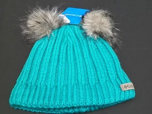 NEW Columbia Youth Snow Problem II Beanie One Size Columbia Teal Double Pom - Picture 1 of 5