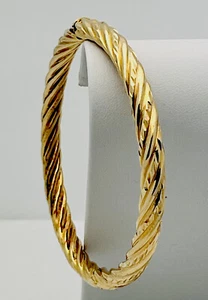 DaneCraft 24KT Gold Over 925 Sterling Silver 15.6 Gram Bangle Bracelet 7 1/2” - Picture 1 of 8