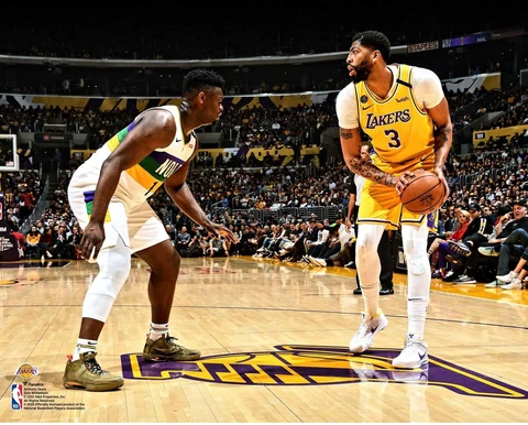 Anthony Davis Los Angeles Lakers Unsigned vs Zion Williamson Photo Cover