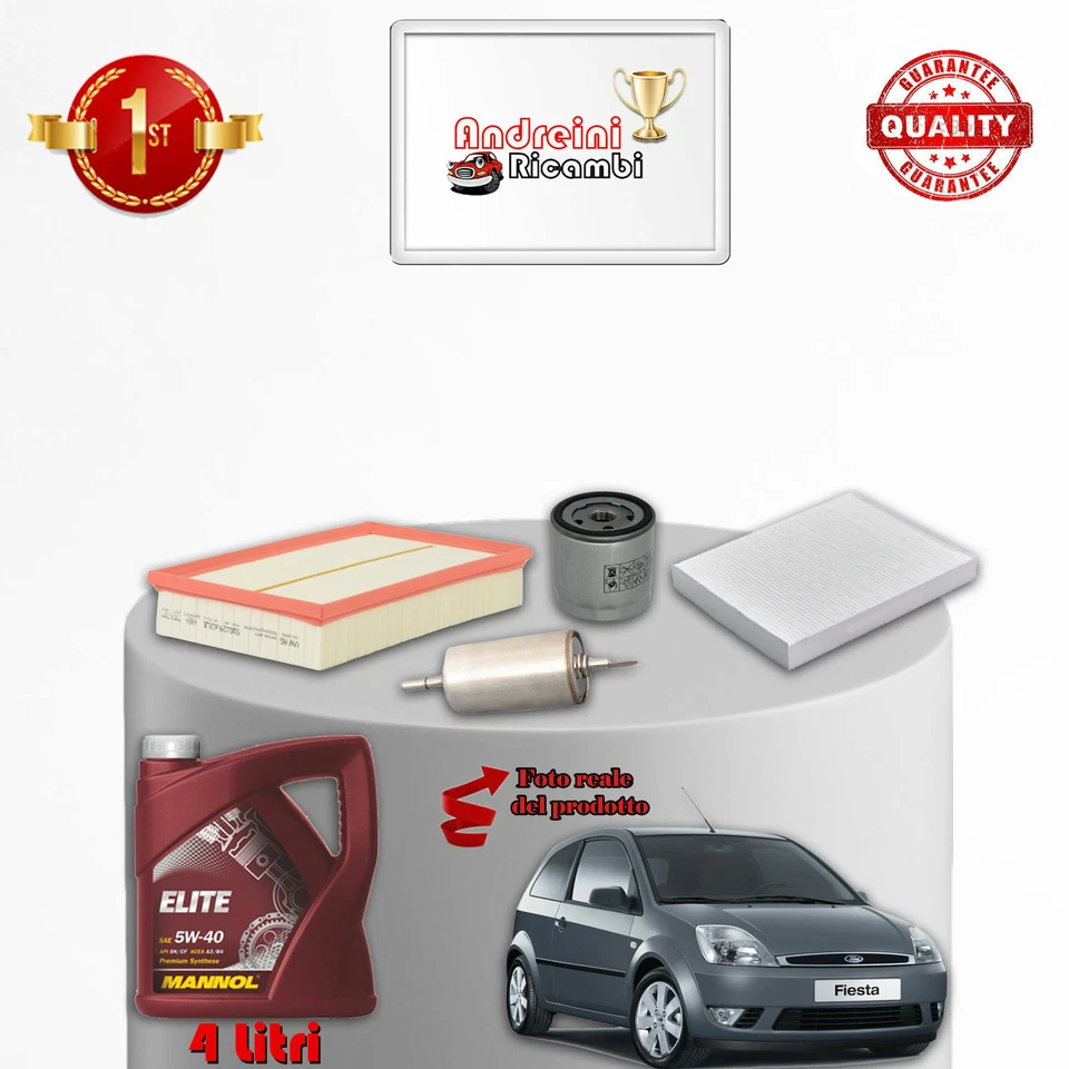 KIT TAGLIANDO 4 FILTRI E OLIO FORD FIESTA V 1.4 16V 59KW 80CV DAL 2001 -> - Immagine 1 di 1