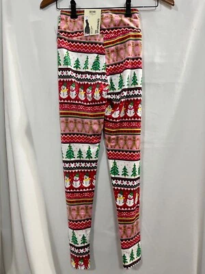 Leggings femininas sem limites boneco de neve júnior árvore veludo XXS/XS,S/M novas - Imagem 1 de 3