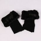 Women Warm Crochet Knit Fur Trim Leg Warmers Cuffs Toppers Boot Socks Fashion