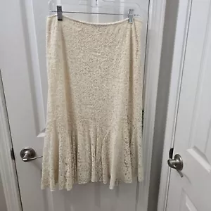 Lauren Ralph Lauren Skirt Womens 6 Lace A-Line Cream Flowy Cottagecore Coastal - Picture 1 of 12