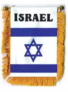 ISRAEL MINI BANNER FLAG APPROX 4x6" with BRASS STAFF & SUCTION CUP - NEW - - Picture 1 of 1